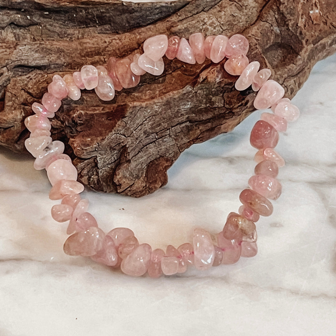 Rose Quartz Crystal Chip Bracelet